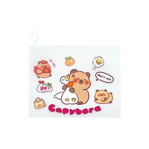 Frosted translucent Capybara stationery bag with zipper for exams and storage