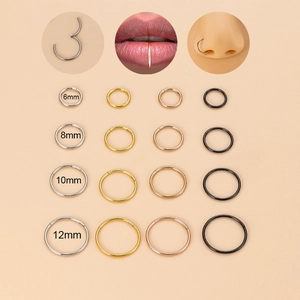 Hinged Clicker Nose Ring Stainless Steel Seamless Segment Lip Piercing Jewelry Fashion Simple Unisex Punk Style