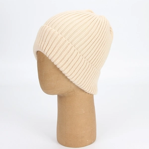 Unisex Solid Color Knit Beanie Hat Ribbed Cuffed Winter Warm Soft Core Spun Yarn Skull Cap for Men Women