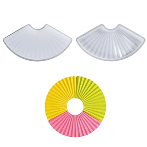 Fan-shaped silicone mold for DIY heat-resistant resin trays with ripple texture