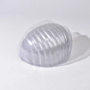 Close-up of clear PVC plastic hat insert mold with protective striped texture design
