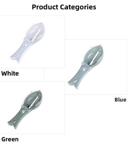 Fish scale scraper with cover available in white, blue, and green color options