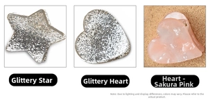 Detailed views of mini glitter stars and marble pink heart hair clips set
