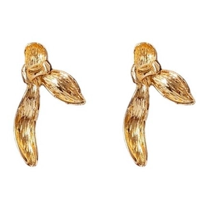 Golden orchid petal stud earrings with textured metallic finish and organic fold design