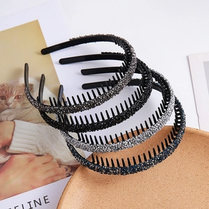 Shiny Rhinestone Non-Slip Headband With Teeth Plastic Hair Hoop For Women Face Washing Makeup Daily Styling