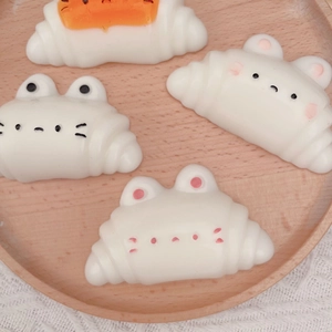 Cute white cat croissant squishy toy stress reliever made of soft resin material
