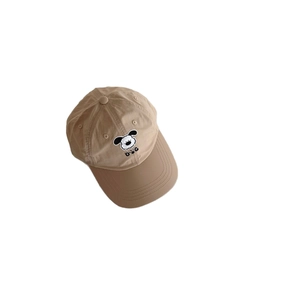 Quick-dry khaki baseball cap for kids with cute cartoon dog embroidery patch