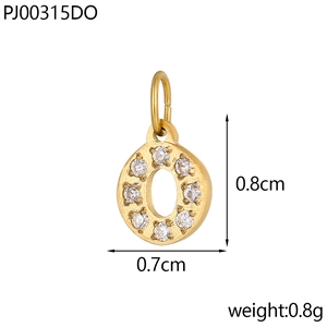Macro detail of golden letter O pendant with diamonds, size 0.7cm x 0.8cm, weight 0.8g
