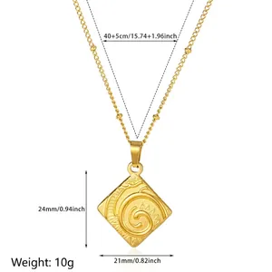 18K gold plated stainless steel Tarot card pendant necklace with size dimensions