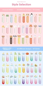 Detailed view of 95x22mm cartoon animal and watercolor flower ruler bookmarks