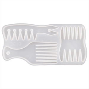 DIY silicone mold for afro hair pick and resin craft styling combs in translucent white