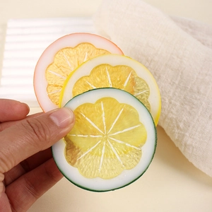 Realistic PVC lemon slices in orange, yellow and green for food photography props