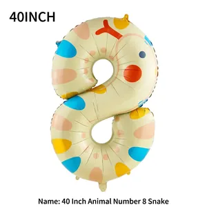 40 inch cream number 8 balloon with snake pattern for kids birthday party decor
