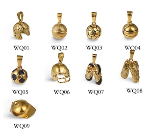 Detailed collection of 24K gold plated sports pendants featuring football and sneakers