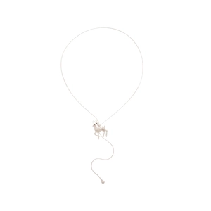 Collana con ciondolo a renna argento con strass bianchi e catena lunga regolabile donna