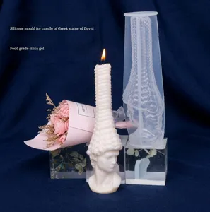 Macro shot of David bust silicone mold for handmade wax candles and plaster art