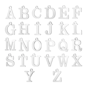 Stainless Steel Alphabet Pendants Uppercase Letters A-Z Charms Polished Silver Color DIY Jewelry Making Accessories