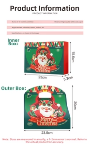 Detailed size chart for Christmas gift box with inner and outer dimensions on white background