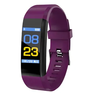 Deep purple 115plus smart sports bracelet with rectangular color screen and silicone strap