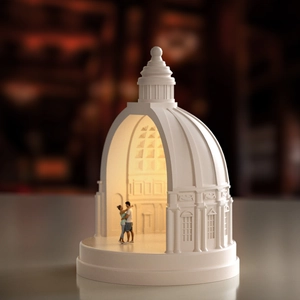 European castle resin mold with miniature couple and warm LED light decoration