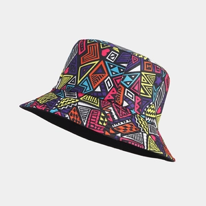 Close-up of vibrant 3D geometric heart print on high-quality polyester sun hat fabric