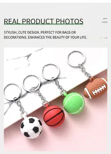 Set of sports ball keychains including football, basketball, tennis, and rugby balls