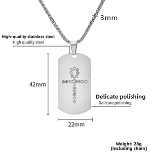 Détails du pendentif croix Ankh argenté avec strass mesurant 42mm sur 22mm