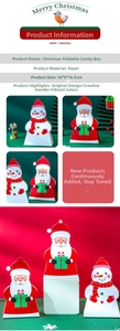 Detail view of festive paper Christmas gift boxes with Santa and Snowman handle design