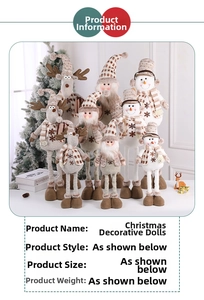 Detailed view of Nordic style knitted Christmas plush dolls with reindeer and snowman