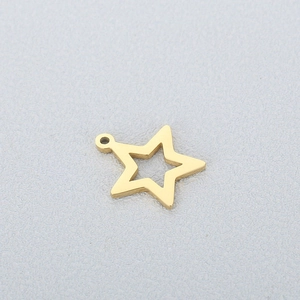 Minimalist gold hollow star pendant accessory made of polished stainless steel metal