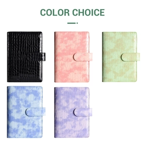Five assorted macaron color loose-leaf notebooks with faux leather crocodile texture