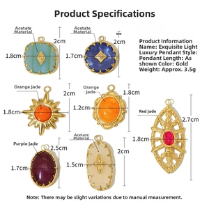 Detailed view of various natural stone and acetate charms for jewelry making