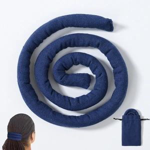 Ethnic blue spiral lock hair tie set with matching storage pouch for dreadlocks