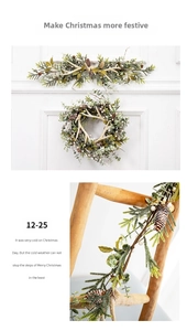 Christmas wreath and garland set with artificial pine needles, cones and berries