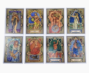 Art Nouveau Sea Soul Journey Oracle cards with zodiac signs and planetary symbols