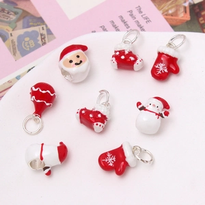 Collection de breloques de Noël en émail avec Père Noël et bonhomme de neige pour bijoux