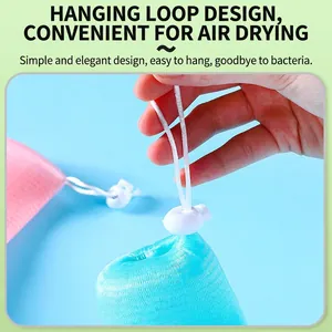 Thickened double-layer foaming mesh bag for soap and cleanser with hanging drawstring