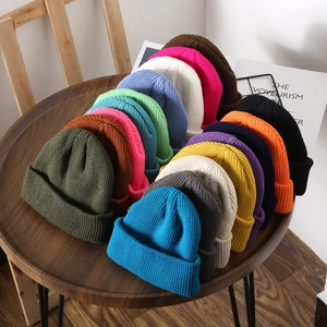Solid Color Knit Beanie Hat Acrylic Ribbed Winter Warm Cuffed Skull Cap For Men Women Casual Outdoor