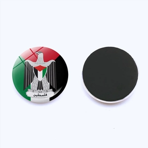 Palestine flag glass fridge magnet with 25mm round soft magnetic back for whiteboard