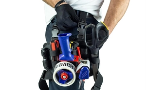 Adjusting the durable oxford tool bag belt with quick-release buckle and multi-pockets