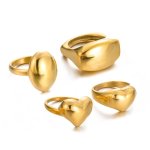 Minimalist Stainless Steel Gold Rings For Women Heart Oval Geometric Shapes High Polished Finger Rings Fashion Jewelry Gifts