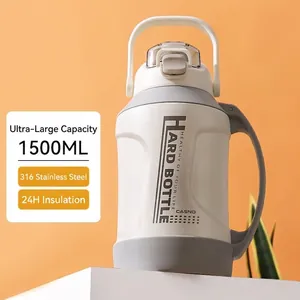Off-white 1500ml 316 stainless steel vacuum insulated sports flask for outdoor activities