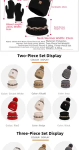 Guide des tailles pour ensemble bonnet en tricot, tour de cou et gants tactiles