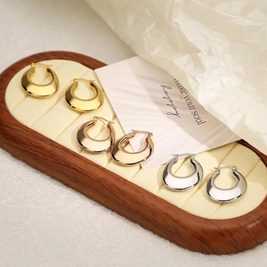 Minimalist U-Shaped Hoop Earrings Stainless Steel Mirror Polished Glossy Fashion Niche Design For Women
