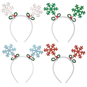 Christmas glitter snowflake headbands set in white green blue and red colors