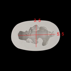 Vue détaillée du moule à fondant en silicone blanc avec dimensions 3,5 par 5,5