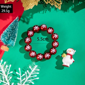 Christmas snowman bell resin bead bracelet with snowflake pattern and 5.5cm inner diameter