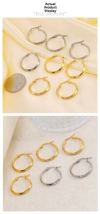 Orecchini a cerchio lucidi in oro e argento con motivi a greca classici incisi