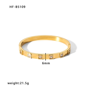 Detail eines 6mm Gold-Titanstahlarmbands mit eingelegten quadratischen Zirkonia-Steinen