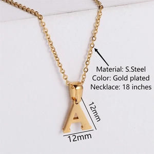 Minimalist Initial Letter Pendant Necklace Gold Plated 304 Stainless Steel Elegant Jewelry Gift For Women